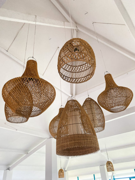 木挂灯，竹工艺品，亚洲家居装饰图片下载