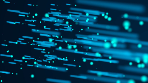 数字网络空间数据库。解码算法入侵软件。移动粒子的网络安全。大数据可视化。3 d渲染。图片下载