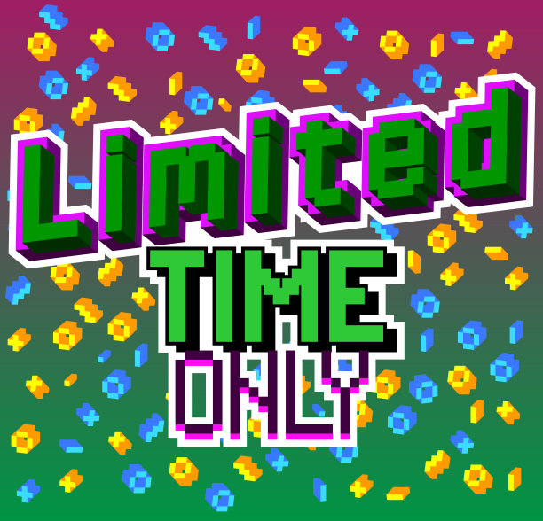 只有有限的时间。像素字与几何图形背景。图片下载