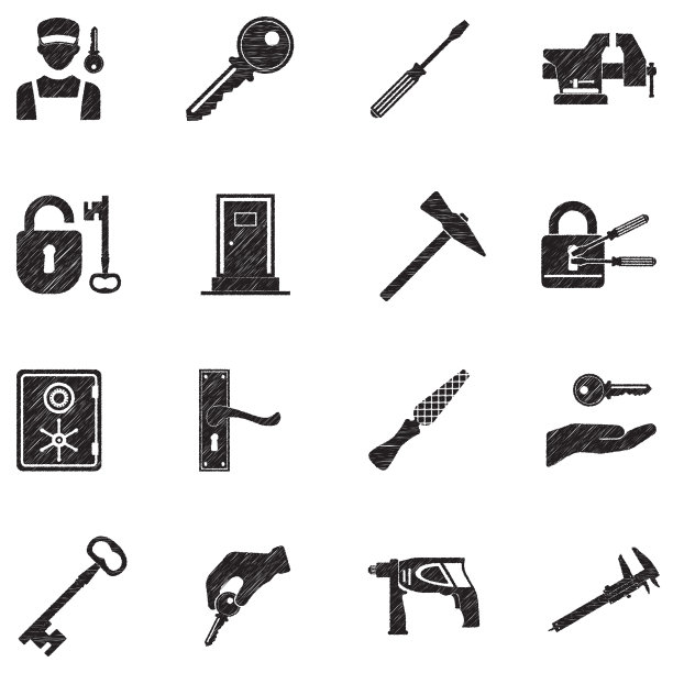 锁匠图标。黑色涂鸦设计。矢量插图。图片下载