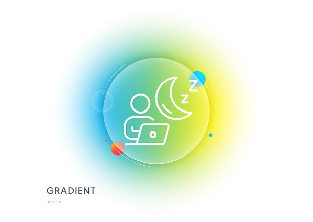 夜班线图标。在线失眠的迹象。梯度模糊按钮。向量图片下载