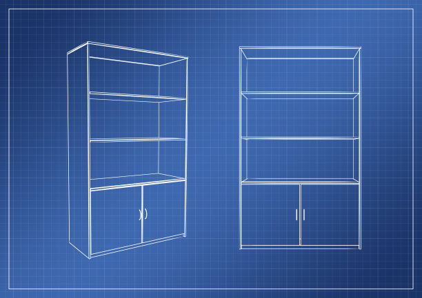 衣柜纸上图纸，3D渲染图片下载