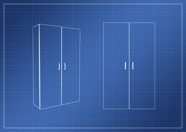 衣柜纸上图纸，3D渲染图片下载