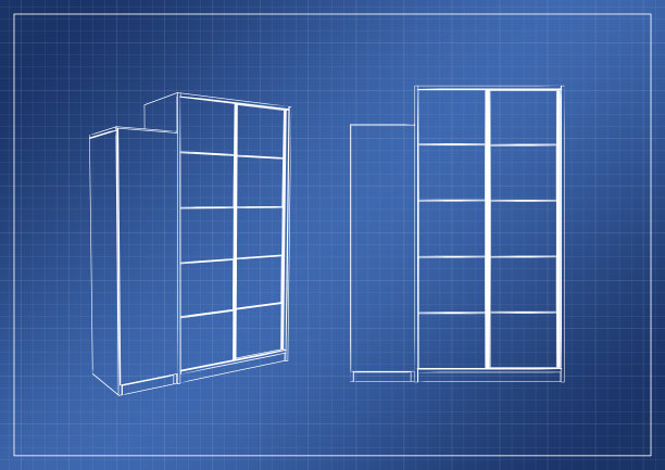 衣柜纸上图纸，3D渲染图片下载