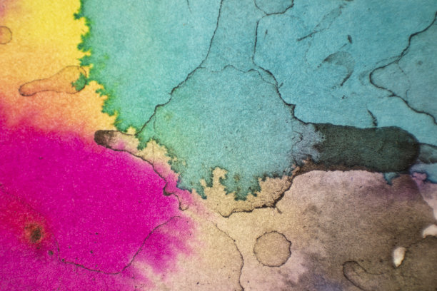 粗纸上的原色液体水彩插图图片下载