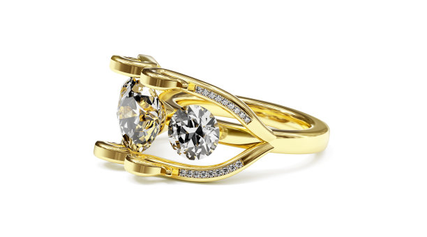 白色背景上的钻石戒指。三维渲染图片下载