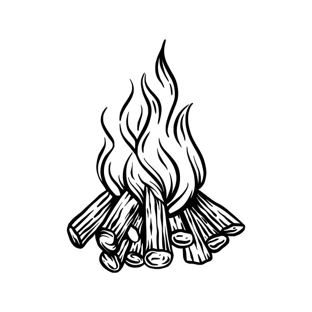 篝火柴火复古剪影复古图片下载