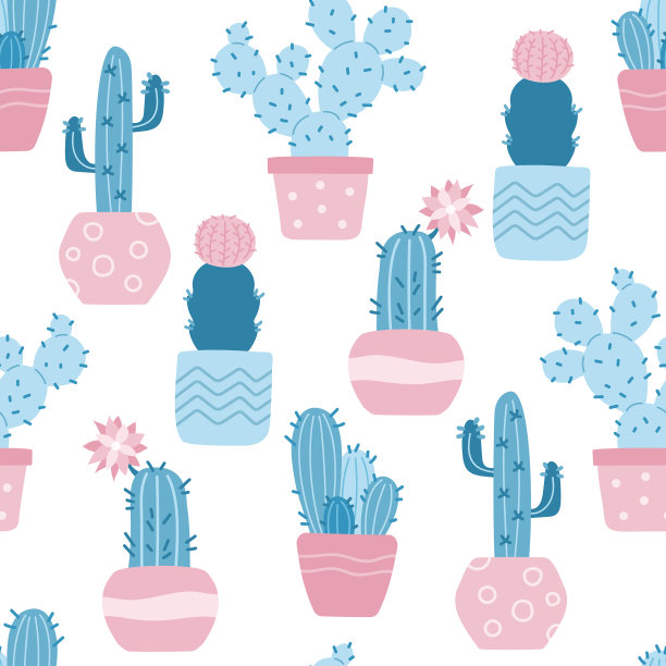 扁平风格的室内植物蓝色仙人掌图片下载