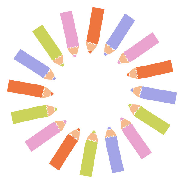 圆形彩色铅笔框与空白的文本。适合装饰笔记本，记事本，记事本，抄写本和日志。手绘孤立矢量插图的装饰和设计。图片下载