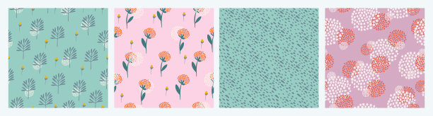 抽象的花无缝图案与花。时髦的手绘纹理。现代抽象背景集。图片下载