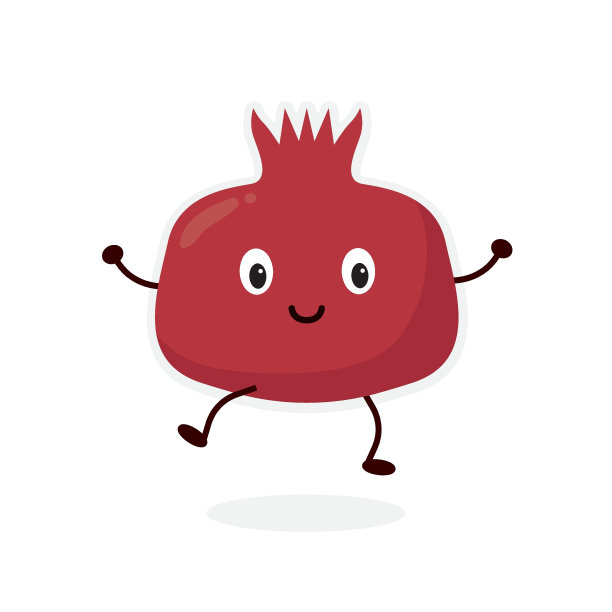 有趣的石榴，水果图标矢量插画。图片下载