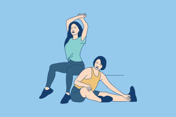插图是两个美丽的年轻女孩健身图片下载