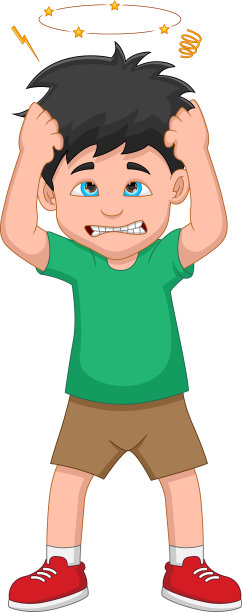 头晕男孩抱着头的漫画图片下载