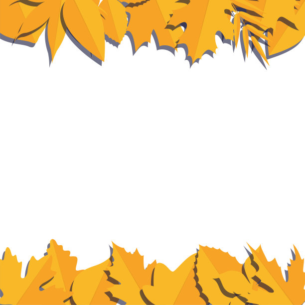 剪纸风格的橙色树叶矢量框架图片下载