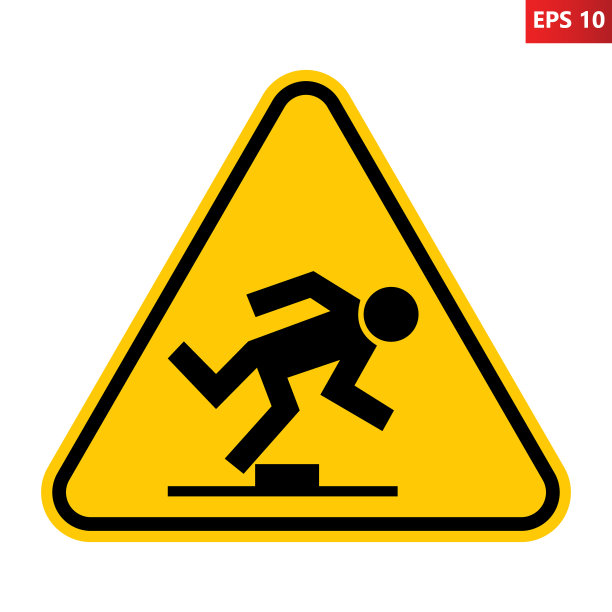 绊倒危险警告标志。图片下载