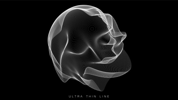 扭曲的线球。矢量细线故障几何。图片下载