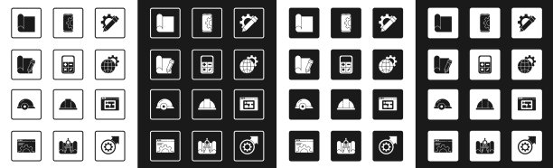 设置铅笔和齿轮计算器绘图纸图片下载