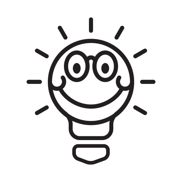 创意灯的符号与微笑的面部表情。图片下载