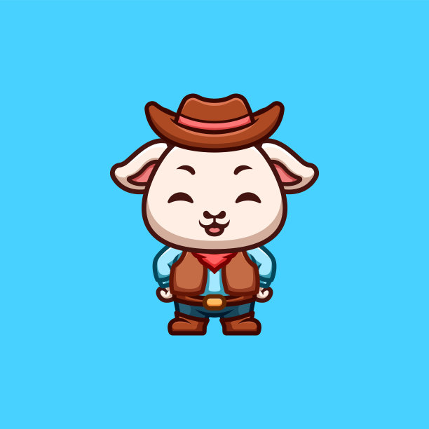 山羊牛仔可爱的创意卡哇伊卡通吉祥物标志图片下载