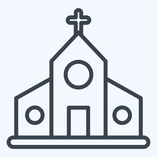 图标的教堂。适合作为教育标志。行风格。简单的设计可编辑。设计模板向量。简单的说明图片下载