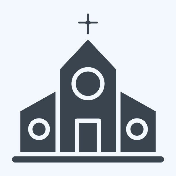 图标的教堂。适合作为教育标志。字形风格。简单的设计可编辑。设计模板向量。简单的说明图片下载