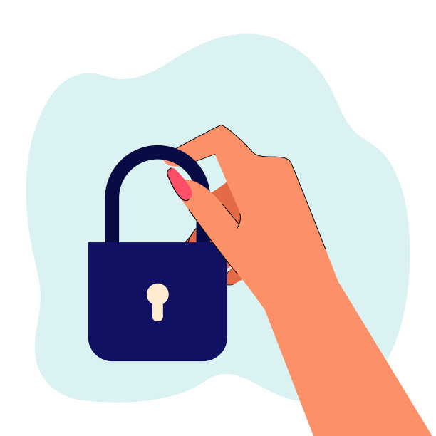 女性手握锁平矢量插图图片下载