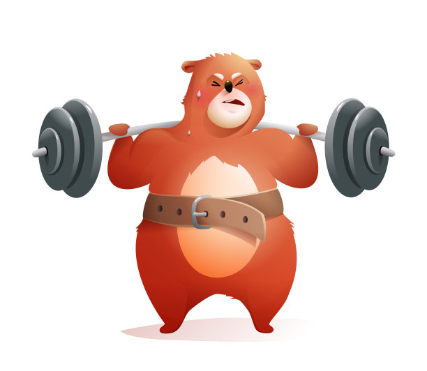 强壮的健身房熊力量举重漫画图片下载