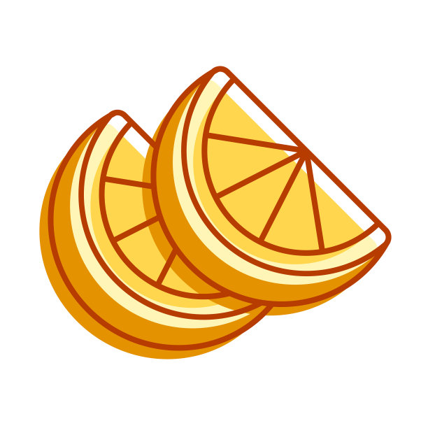 一对橙子水果块，多汁的柑橘。收获热带水果。简单的彩色矢量隔离在白色背景图片下载