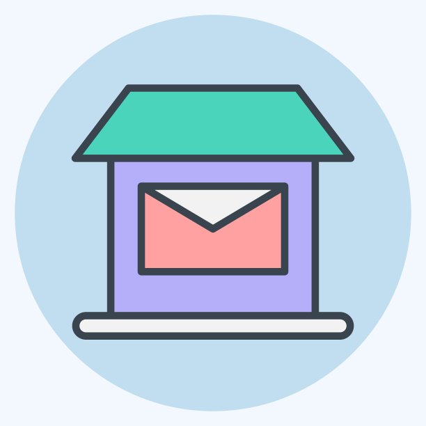 图标邮局。适合作为教育标志。颜色风格交配。简单的设计可编辑。设计模板向量。简单的说明图片下载