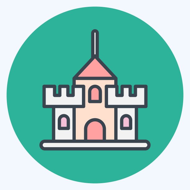 图标的堡垒。适合作为教育标志。颜色风格交配。简单的设计可编辑。设计模板向量。简单的说明图片下载