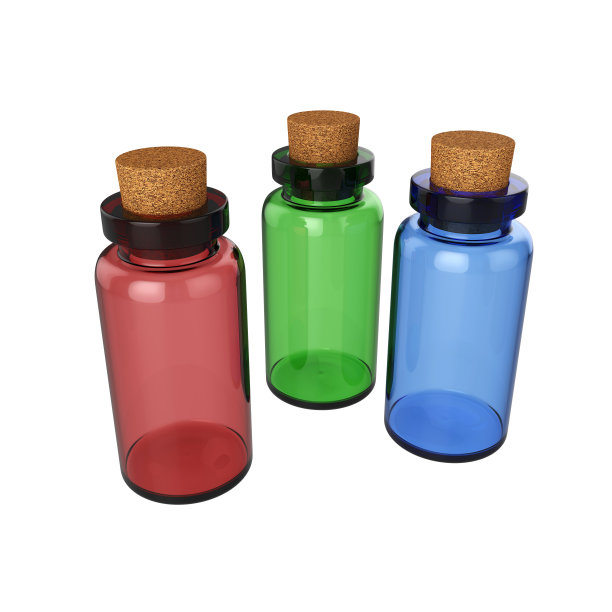 瓶子药水孤立在白色背景，3D渲染图片下载