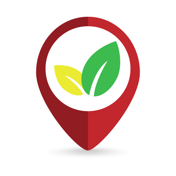 用树叶图标映射指针。矢量插图。图片下载