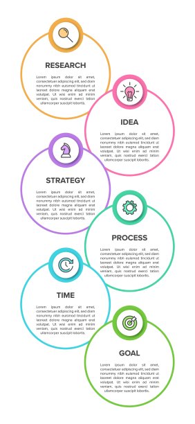 带有图标和6个选项或步骤的垂直信息图形设计。细线。信息图的业务概念。可用于信息图形，流程图，演示文稿，移动网站，印刷材料。图片下载