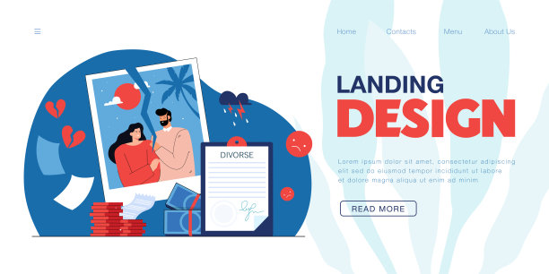 撕掉的卡通家庭照片和法庭离婚文件图片下载