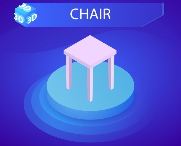 椅子等距设计图标网页3d彩色图片下载