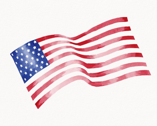 美国国旗与水彩刷油漆纹理图片下载