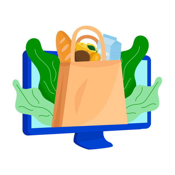 在线购物。通过互联网购买食物图片下载