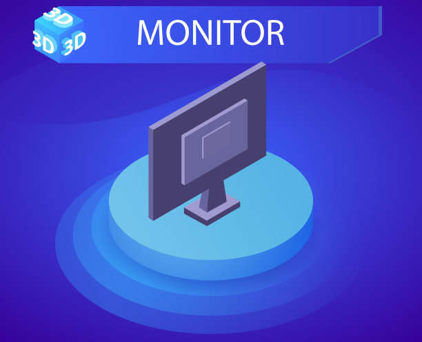 显示器等距设计图标网页3d彩色图片下载