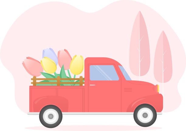 红色复古的卡车图片下载