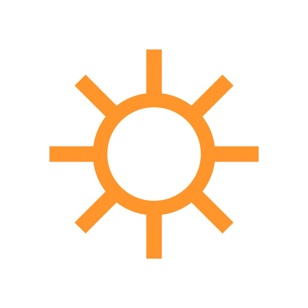 橙色太阳剪影图标或亮度控制图片下载
