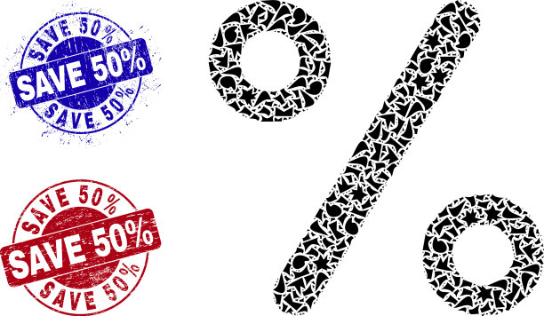 %镶嵌的剥落与节省50%图片下载