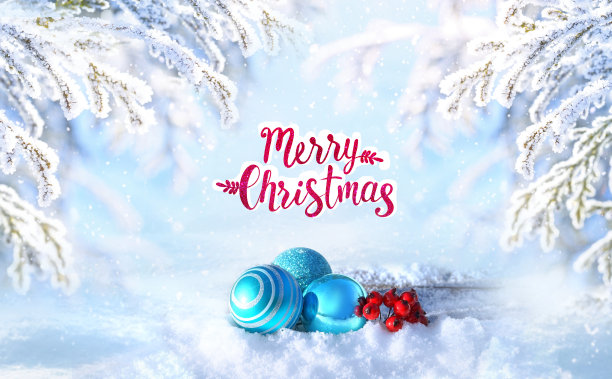 冬至圣诞风景缤纷贺卡。图片下载