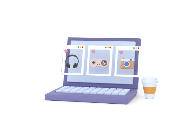 应用程序的笔记本电脑屏幕平面设计模板。网上购物的概念。图片下载