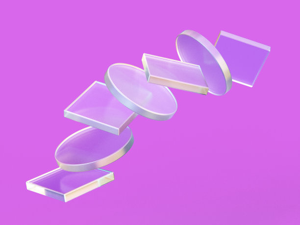 半透明物体的3D渲染插图。玻璃立方体和玻璃场的组合。数据和技术的可视化。图片下载