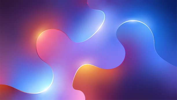 3D渲染彩色背景与彩色霓虹灯照明图片下载