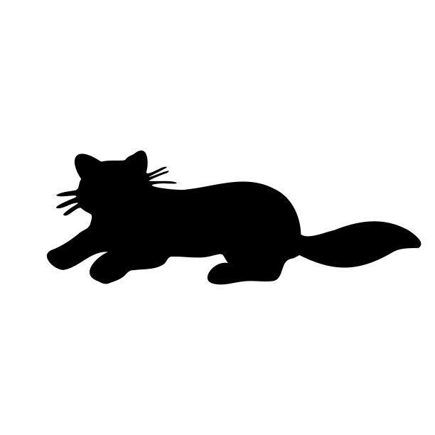 黑猫的轮廓孤立在白色上图片下载