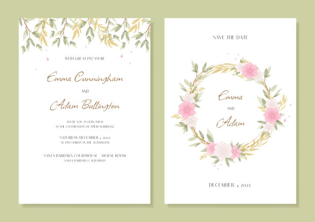 一套卡片与花玫瑰，树叶。婚礼设计理念。花的海报,邀请。矢量装饰背景卡片或邀请设计图片下载