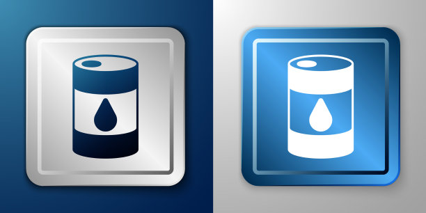 白色桶油图标隔离在蓝色和灰色图片下载
