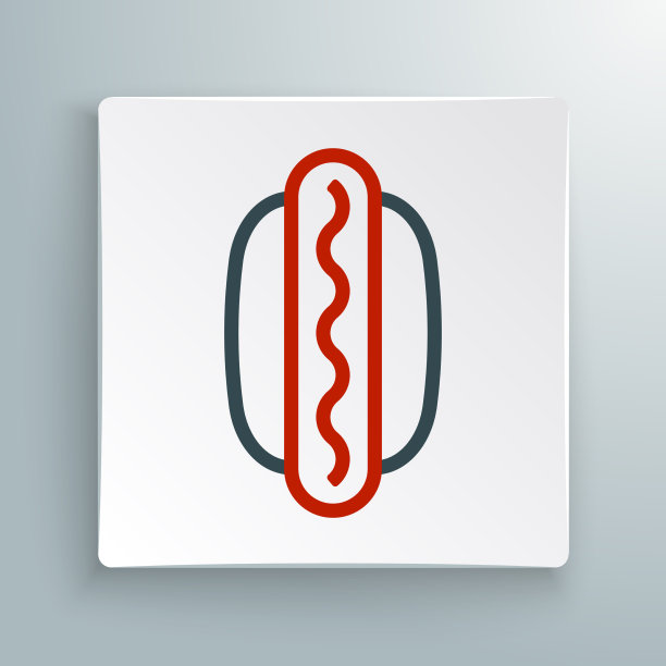 线热狗三明治与芥末图标隔离上图片下载