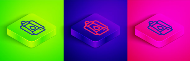 等距线野营灯图标孤立上图片下载